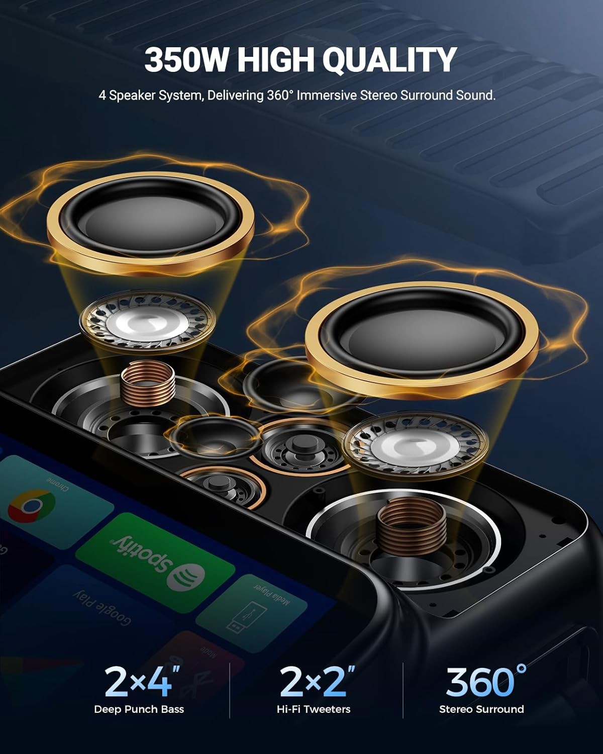 Smart Karaoke Machine w 13.3" Tablet, Bluetooth, 2 Wireless Mics, Party Lights