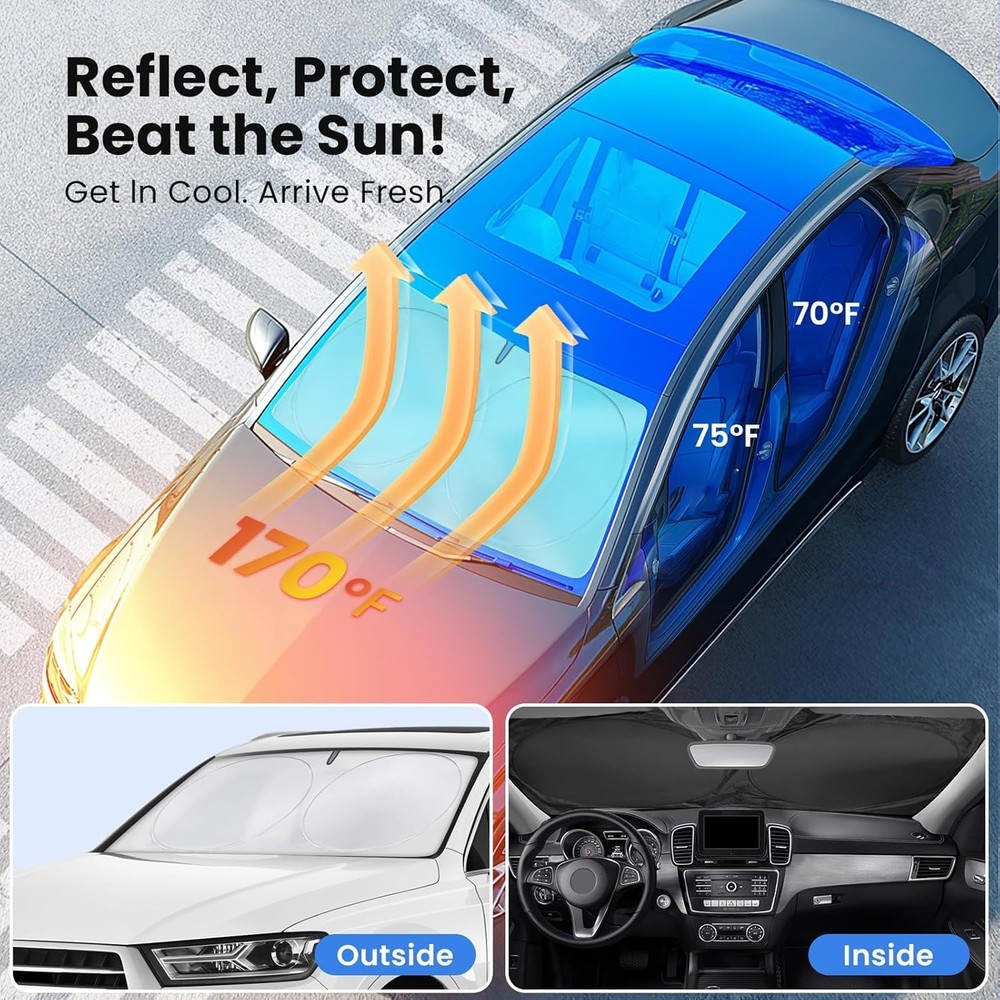 Medium Car Windshield Sunshade UV Heat Blocking Foldable Reflective Cover