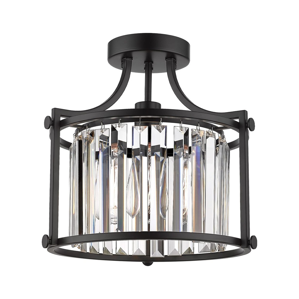 Crystal Flush Mount Ceiling Light, 1-Light Black Ceiling Light, Modern Flush ...