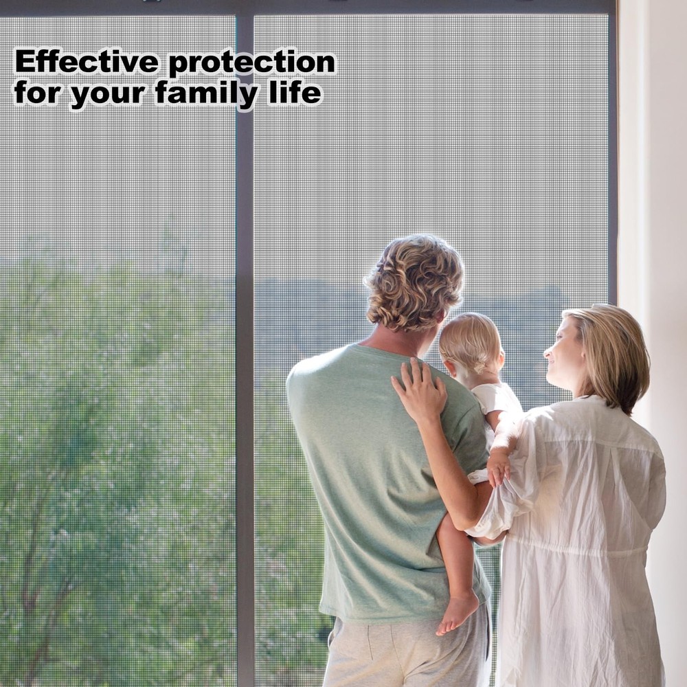 Window Screen Replacement Kit, 36"W × 90"L Durable Polyester Adjustable Scree...