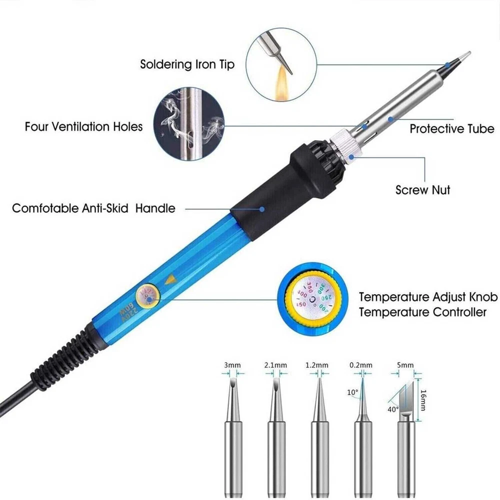9'' Soldering Iron Electric Gun Adjustable Temperature Welding Solder Wire Kit