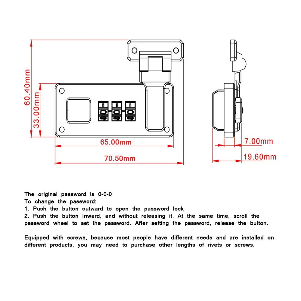 2pcs Tool Box Hasp, Luggage Suitcase Hasps with Combination Lock, Replacement...