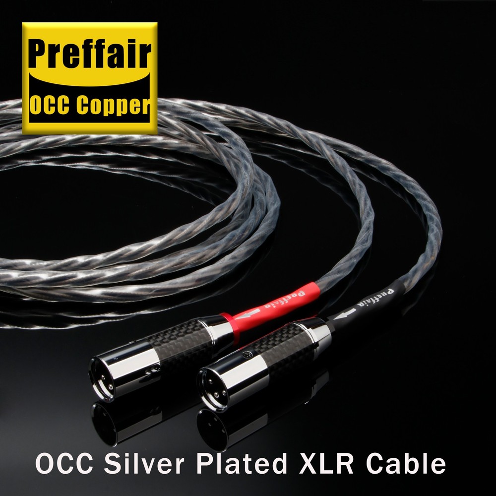 Pair OCC Copper Silver Plated 2XLR Balanced Cables PTFE Insulation