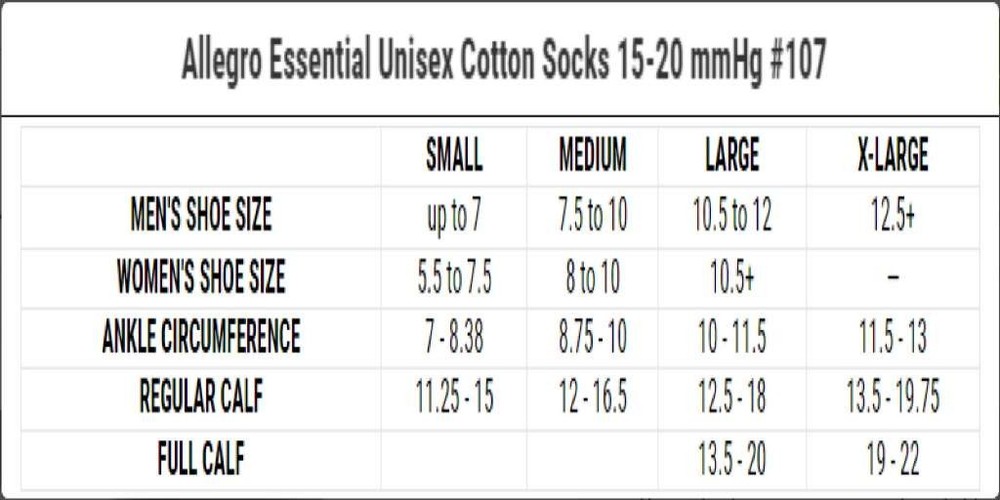 Allegro Essential Cotton Compression Socks Medium (Black) 15-20mmHg
