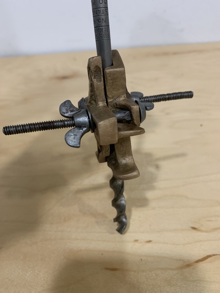 Vintage Stanley N0.49 Bronze Adjustable Auger Bit Gauge Solid Bronze.