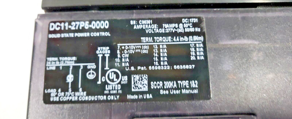 WATLOW 75A SOLID STATE POWER CONTROL DC11-27P5-000