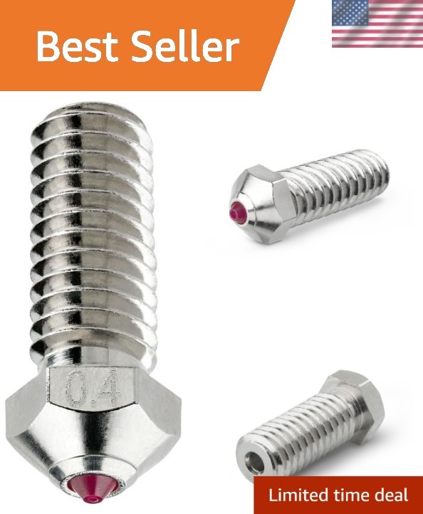 3D Printer Nozzle 0.4mm Ruby Hardened Abrasion Resistant Copper Compatible