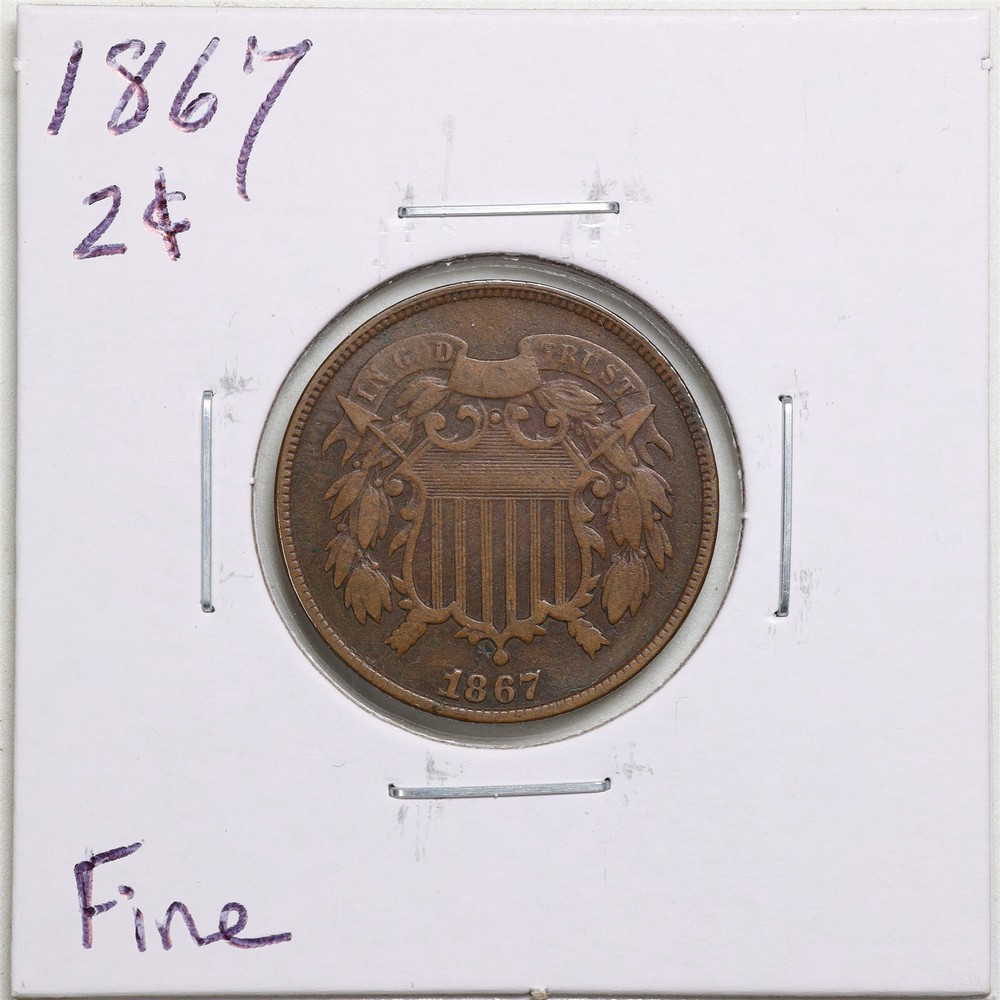 1867 2C Two Cent Piece in Fine Condition #4791