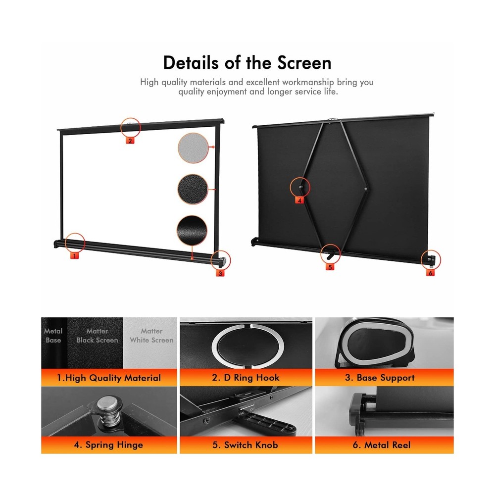 New Portable Mobile 50 Inch Projector Screen Pull Down, 16:9 Projector Screen...