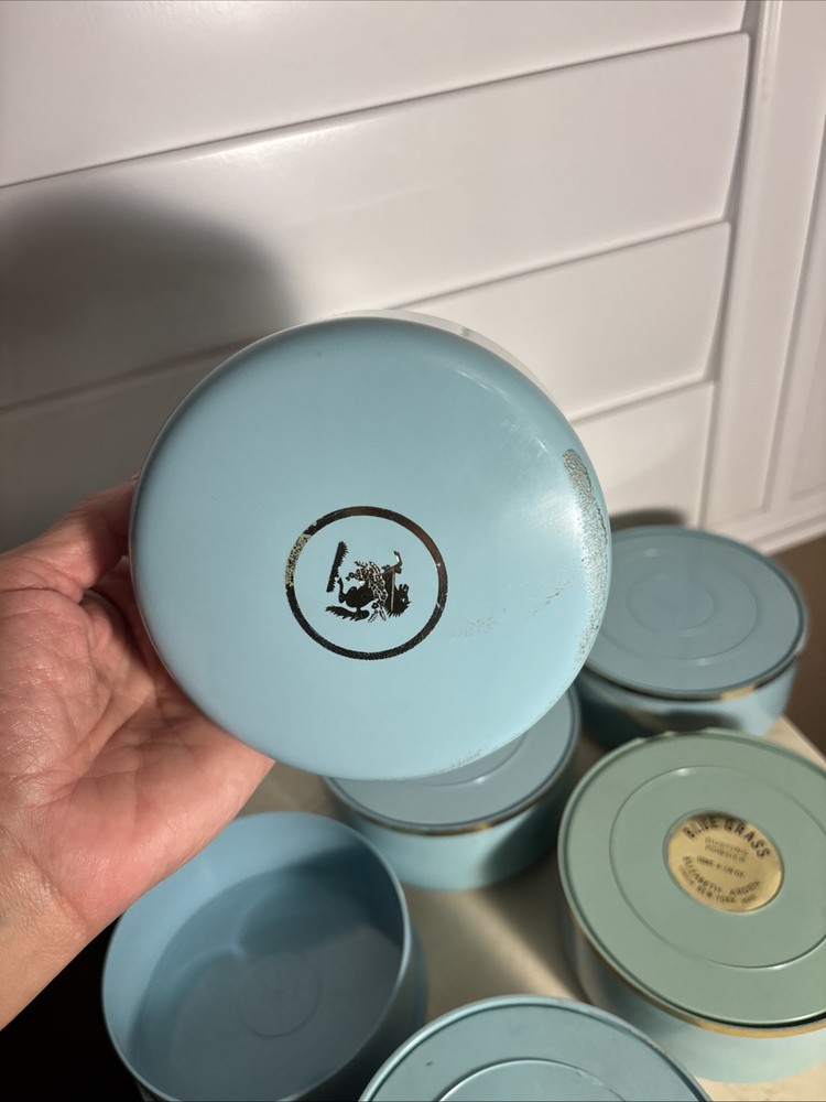 5 Five Elizabeth Arden Blue Grass Dusting Powder Empty Container 1934 Plastic