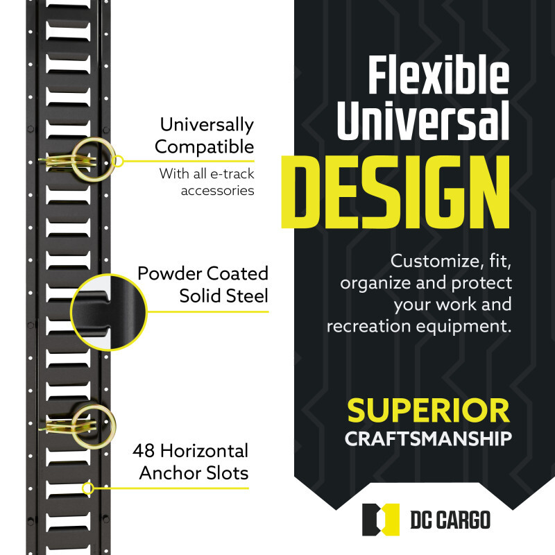 DC Cargo E Track Rails Tie-Down Kit 8' Etrack Rail, E-track Rings, Anchors, Caps