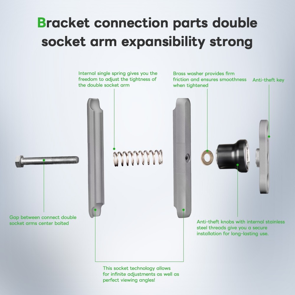 FANAUE Double Socket arm 1" Ball Assembly with Anti-Theft Function