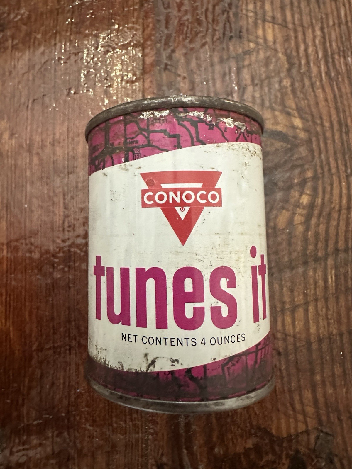 Very RARE New Vintage Original CONOCO TUNES IT Unopened 4 oz Oil Can FULL