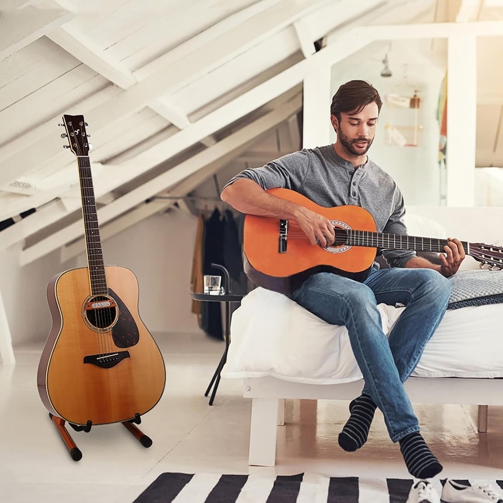 Folding Rosewood Guitar Stand - Lightweight & Versatile for Multiple Instruments