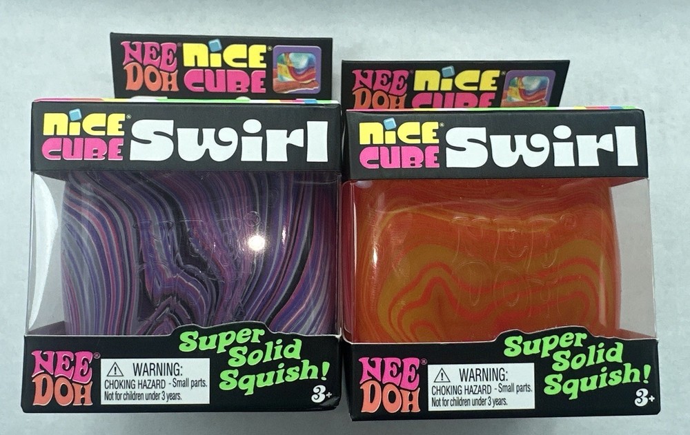 Nee Doh Nice Cube Swirl Super Solid Squish Squeeze Multicolor 2-Pack