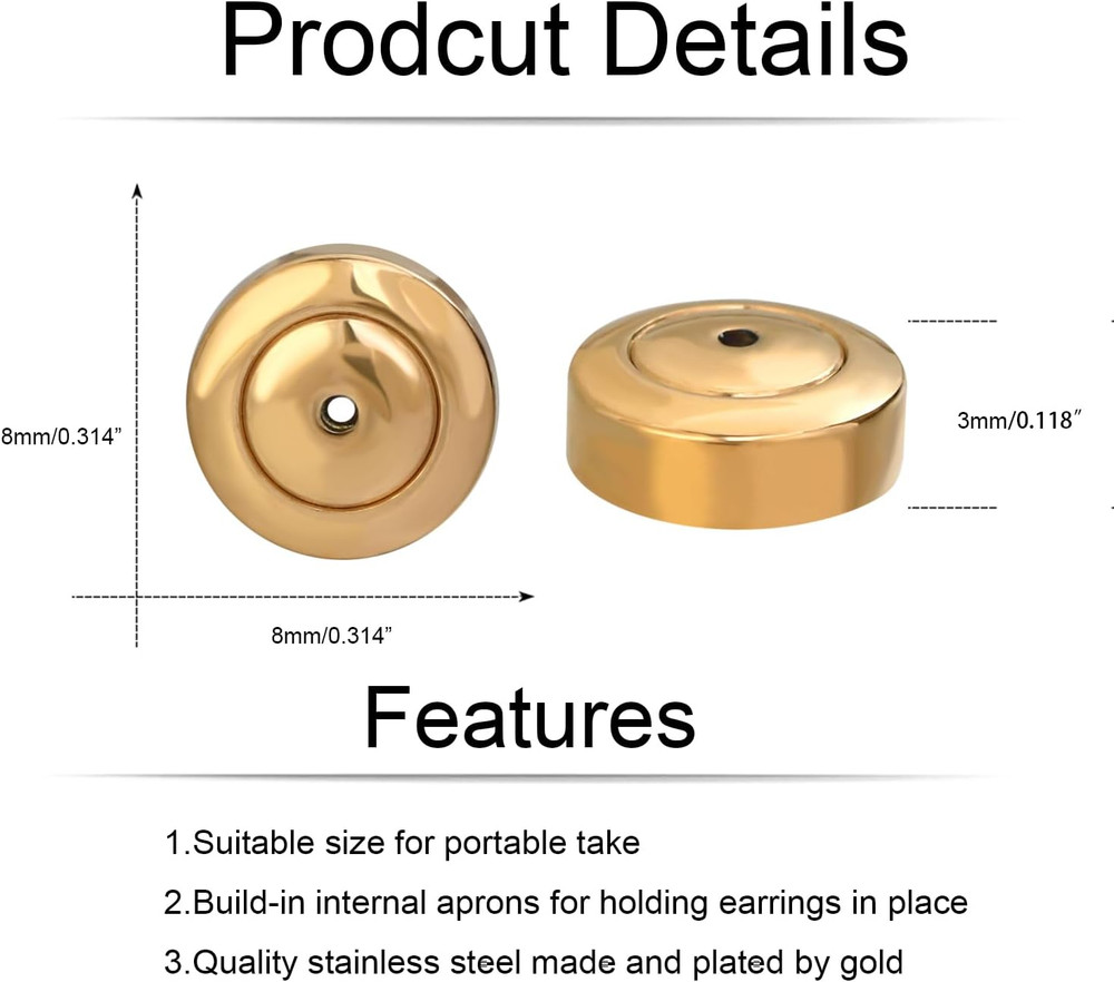 Earring Backs for Stud,4Pcs Dics Earring Backs for Droopy Ears, Heavy Earrings,