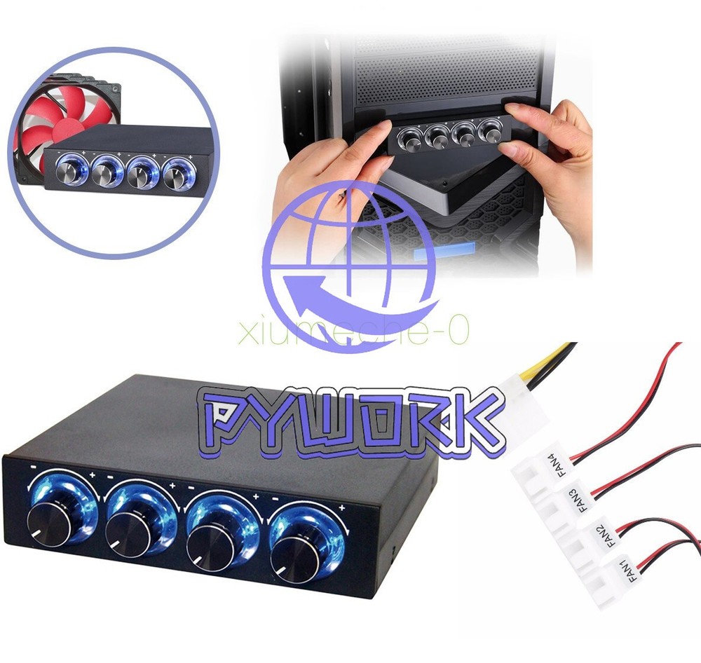 3.5" PC HDD CPU 4 Channel Fan Speed Controller Control Led Cooling Front Panel
