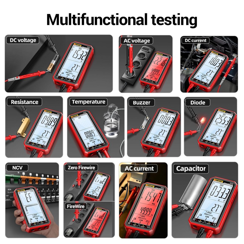 Digital Multimeter, Voltmeter Smart Electrical Tester 6000 Counts with LCD, M...