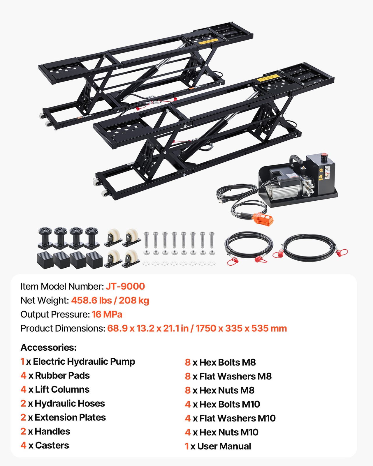 VEVOR Portable Car Lift 9000 lbs Car Lift System Jack 28" Max Height Home Garage