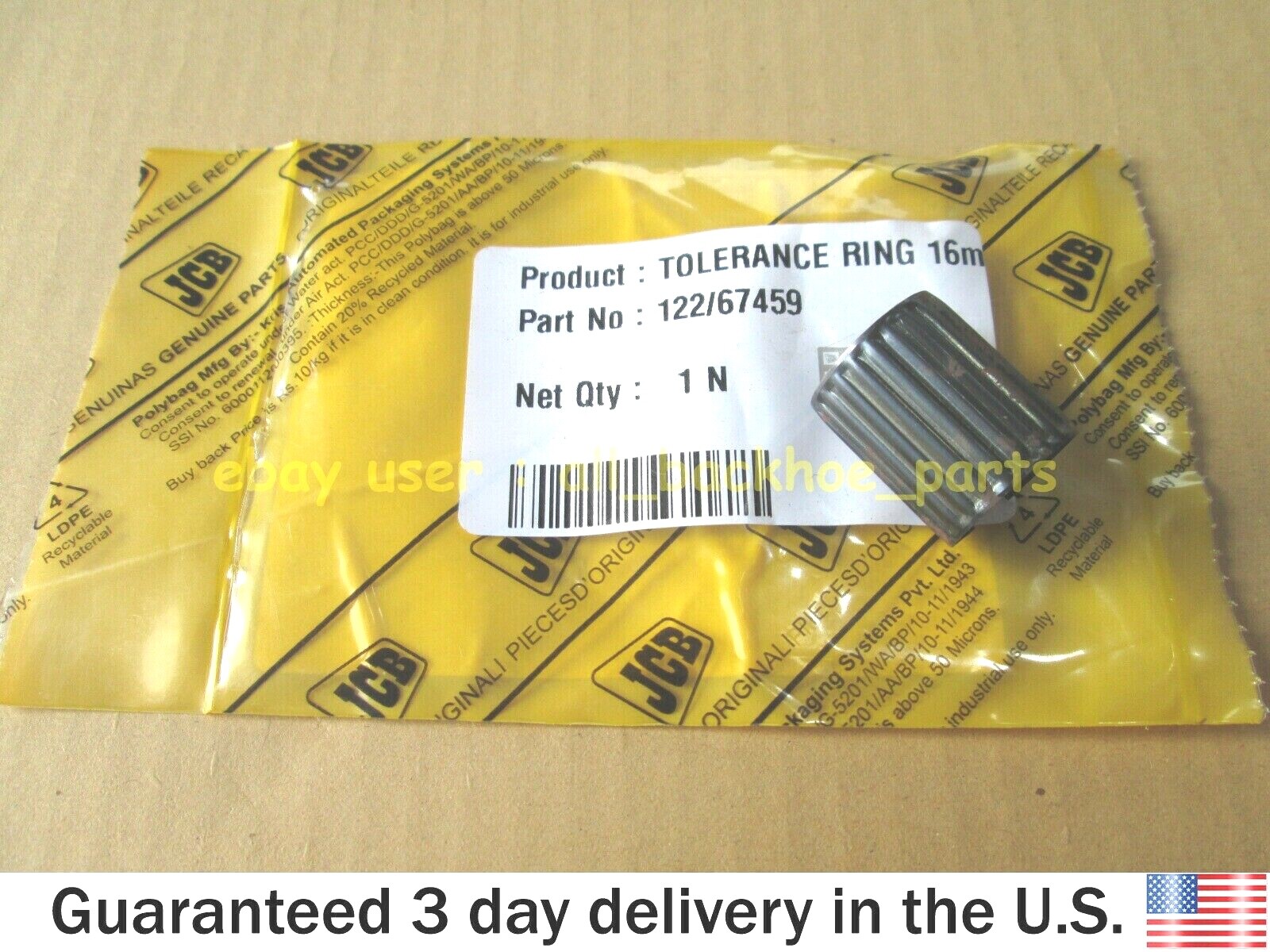 JCB BACKHOE - GENUINE JCB TOLERANCE RING 16 MM (PART NO. 122/67459)