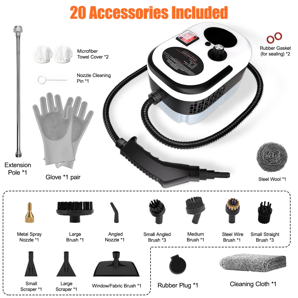 Handle Control Handheld Steam Cleaner High Temp Pressure Cleaning Machine 2500W