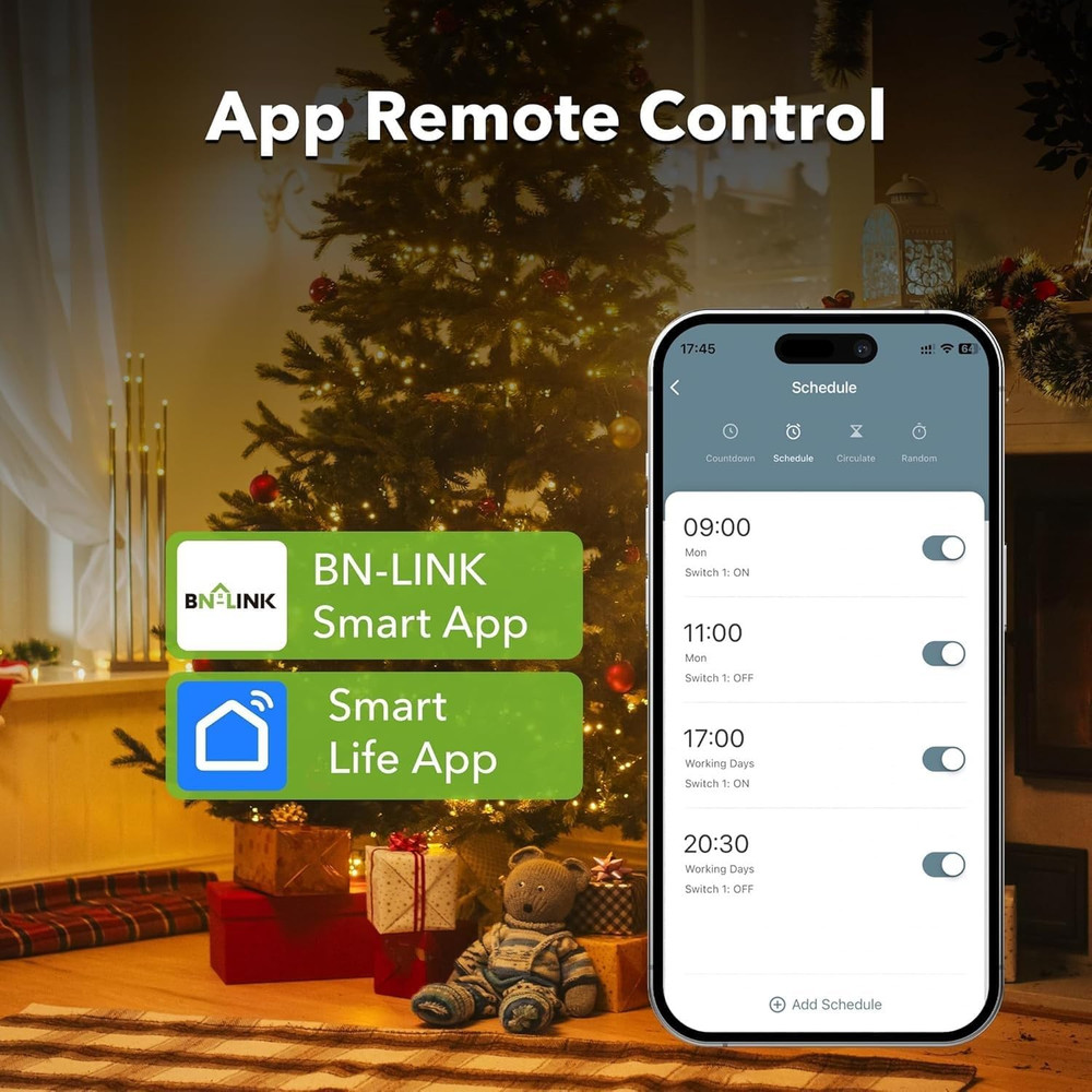 BN-LINK Wifi Heavy Duty Smart Plug Outlet, No Hub Required with Timer Function,