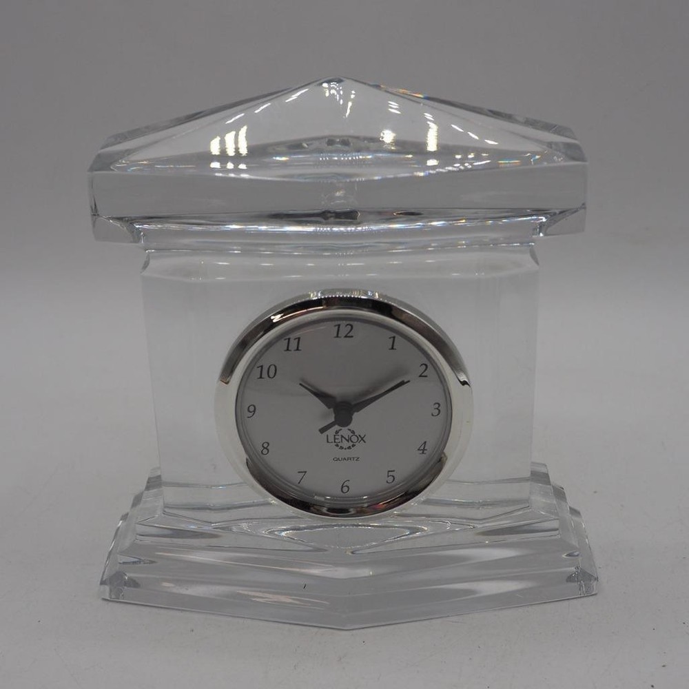 Desk Clock Lenox Glass Executive Solid Heavy Office Decor