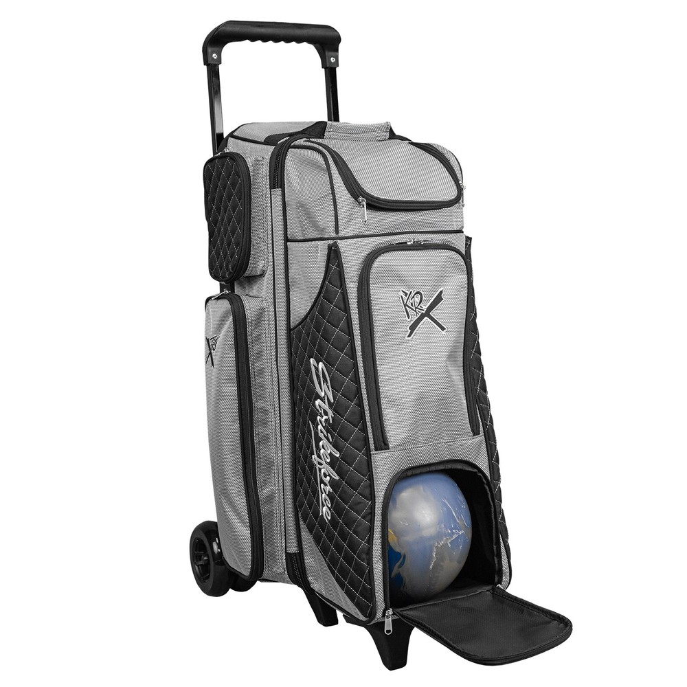 KR Strikeforce Royal Flush Black/Silver 4x4 4 Ball Roller Bowling Bag