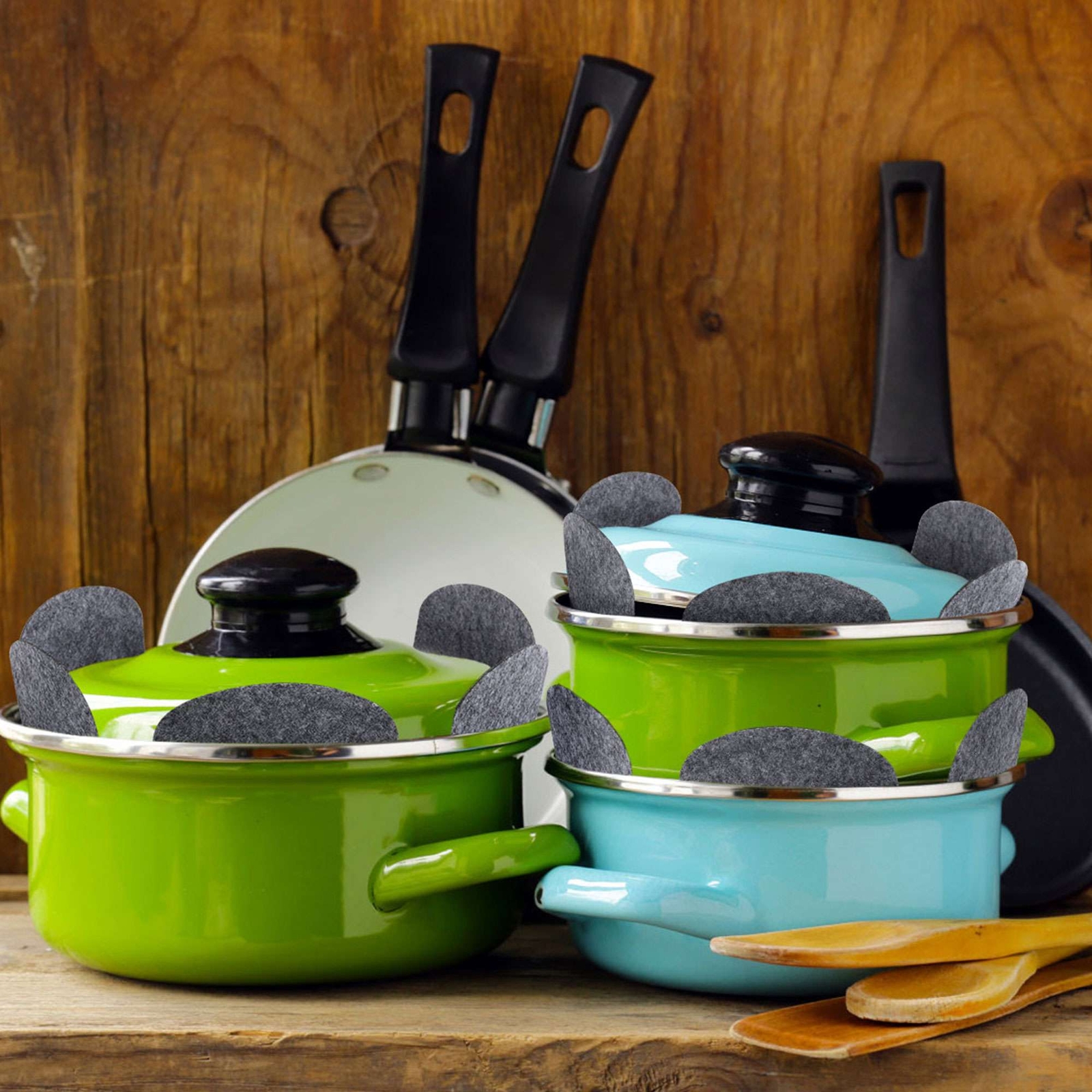 12x Pot Pan Protectors, 3 Sizes of Felt Pan and Pan Separator Pads, Anti-Scratch