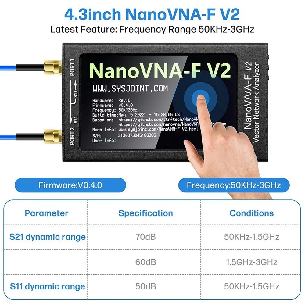 NanoVNA-F V2 Vector Network Antenna Analyzer 4.3" 5000mAh Measuring S Parameters