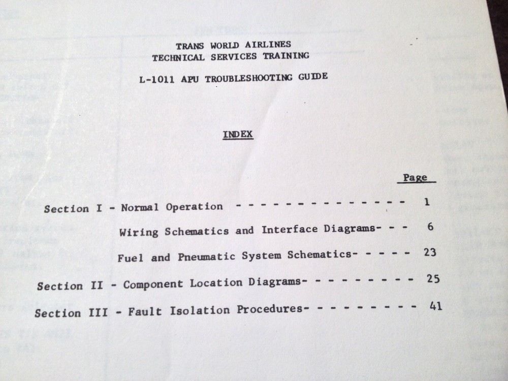 TWA Lockheed L-1011 APU Troubleshooting Guide