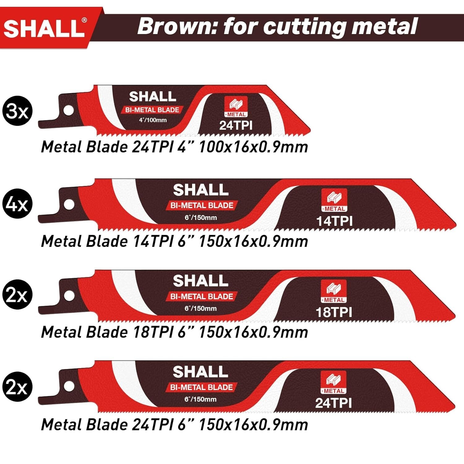 SHALL 34-Piece Reciprocating Sabre Saw Blades Set for Wood & Metal