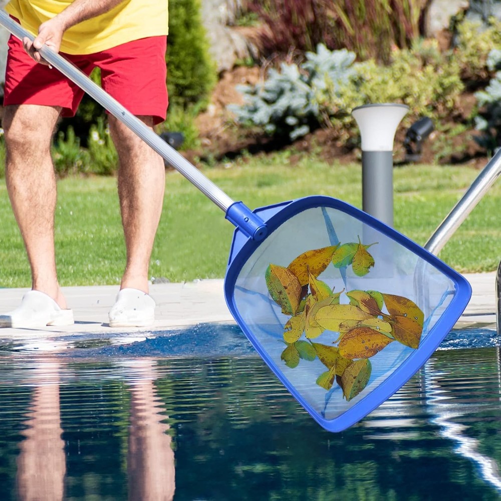 Lightweight Pool Cleaning Tool: 5' Telescopic Aluminm Pole with Medium Fine Mesh
