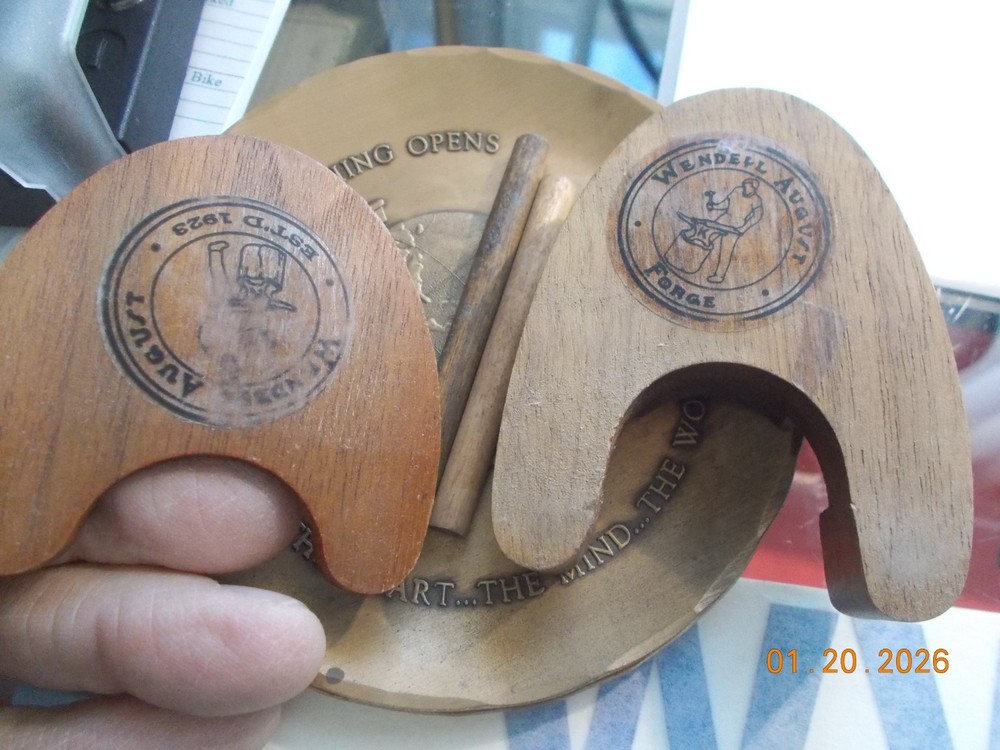 2 Wendell August Forge Solid Bronze 4-3/8" Plates: Teaching, Covered Bridge