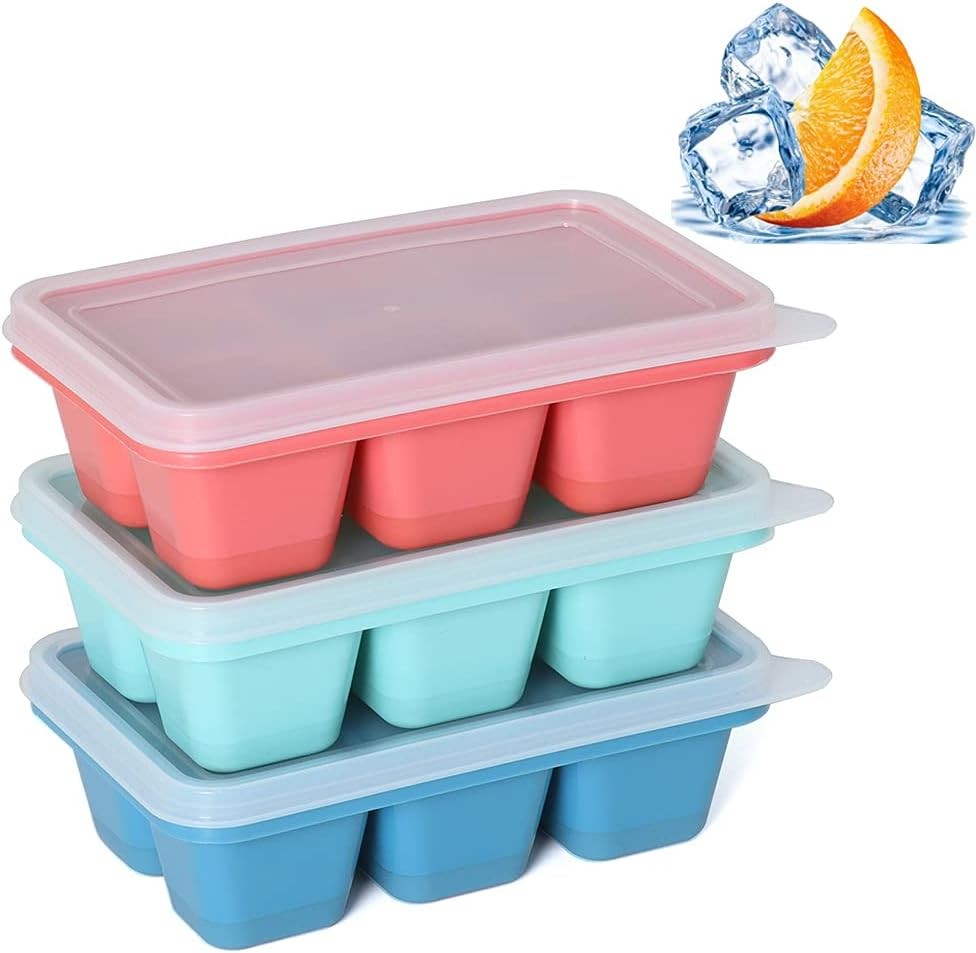 3-Pack Mini Ice Cube Trays with Lids – Easy Release & Stackable for Freezer