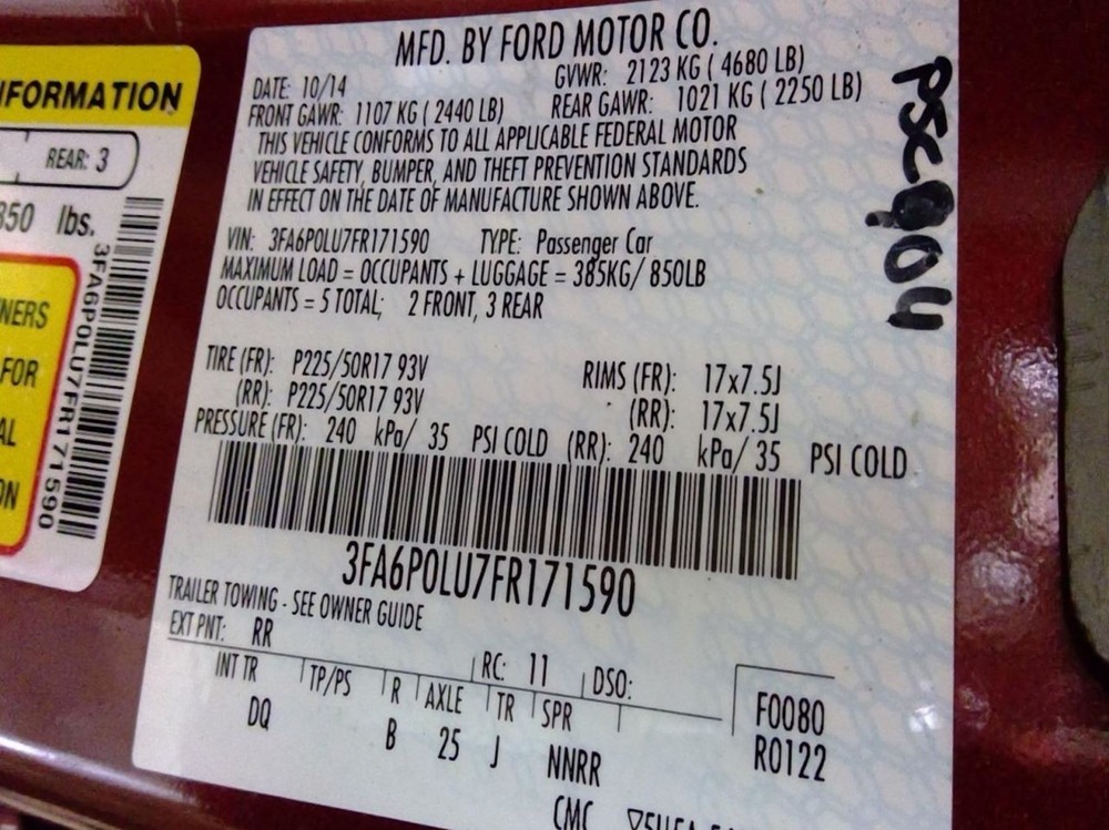 FUSION 2015 Transmission Shift 977905