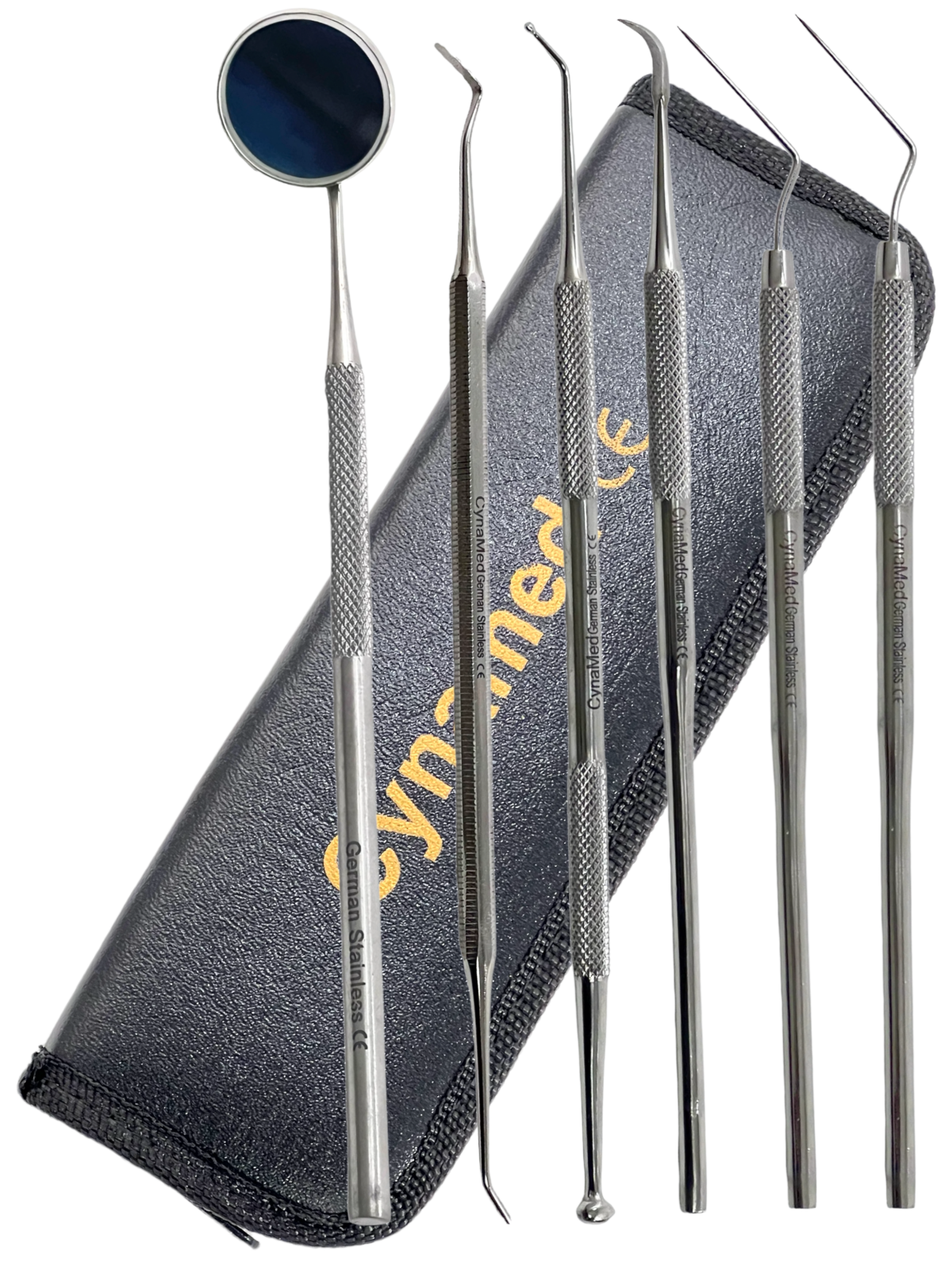 GERMAN Dental Scaler Pick Stainless Steel Tools with Inspection Mirror Set 6 PCS