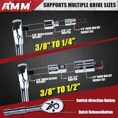 38PCS Master Allen Socket Set，SAE and Metric Hex Bit 38PC Allen Socket Set