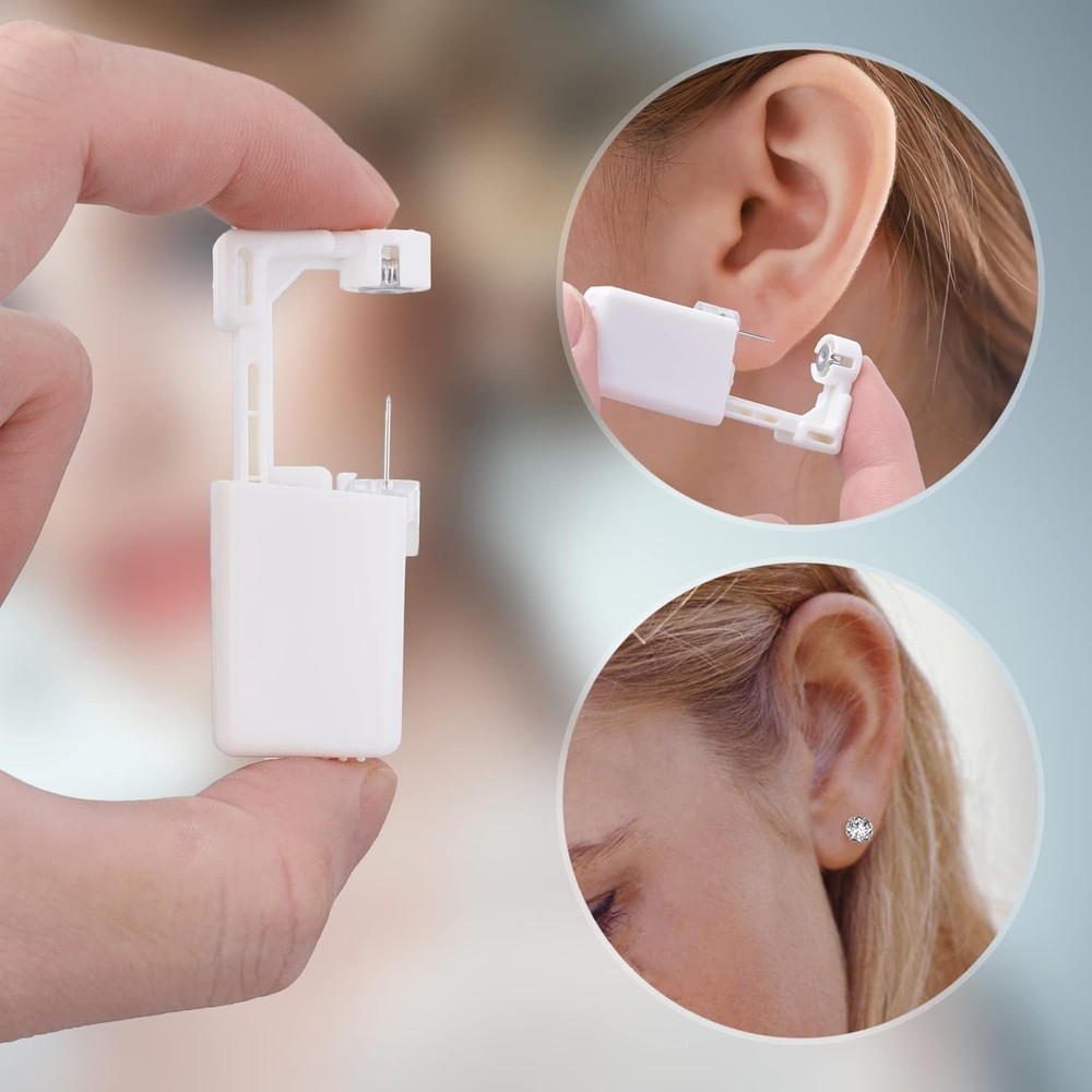 Beginner-Friendly Sterilized Ear Piercing Kit with 2 Painless Guns & Ear Covers