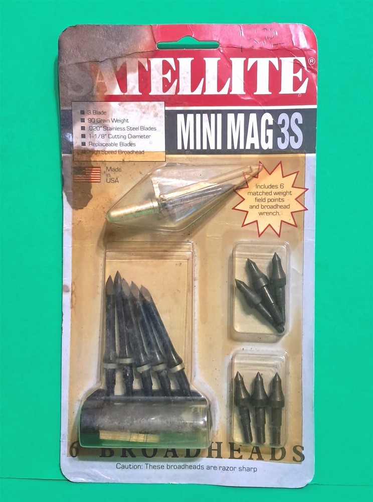 Original Satellite Mini Mag 3S 90 gr. 3 Blade Broadhead Set - NOS