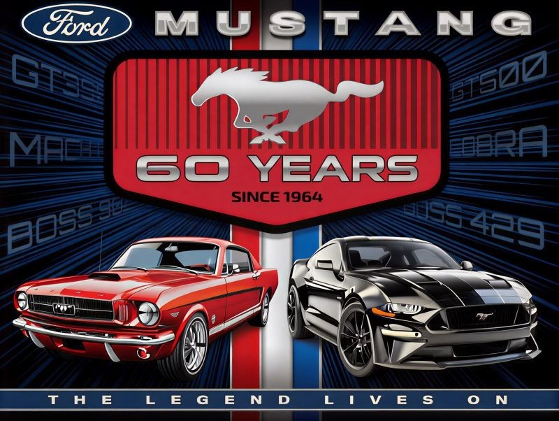Ford Mustang 60th Anniversary Since 1964 NEW METAL SIGN: 9x12" Ships Free