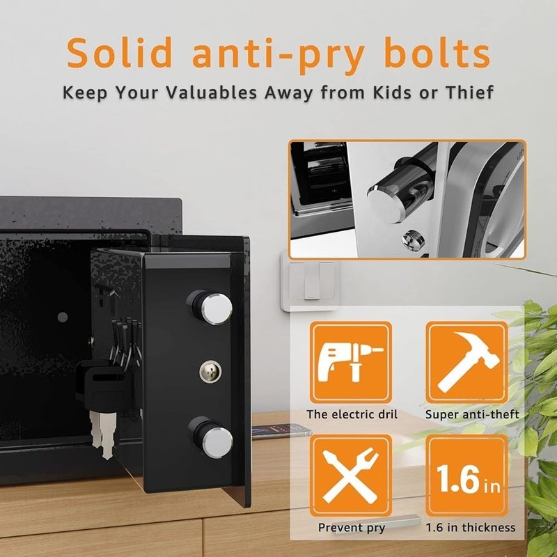 Compact Security Safe W/ Electronic Lock Anti-Theft Dual Access Storage Box New
