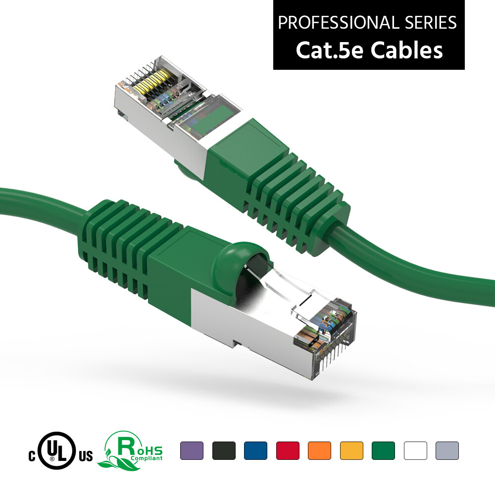4Ft CAT5E Shielded (FTP) Ethernet Network Booted Cable Green