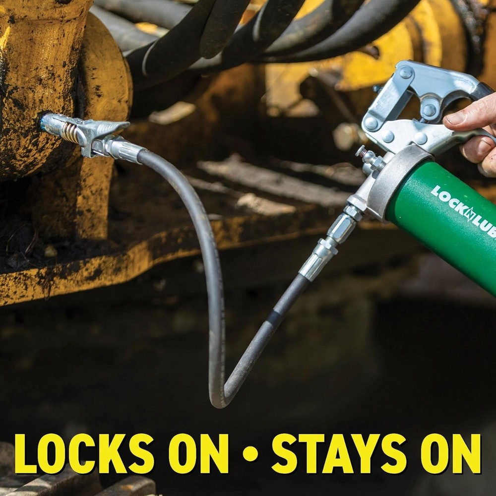 Effortless Greasing with Locking Grease Coupler - Compatible with all Guns