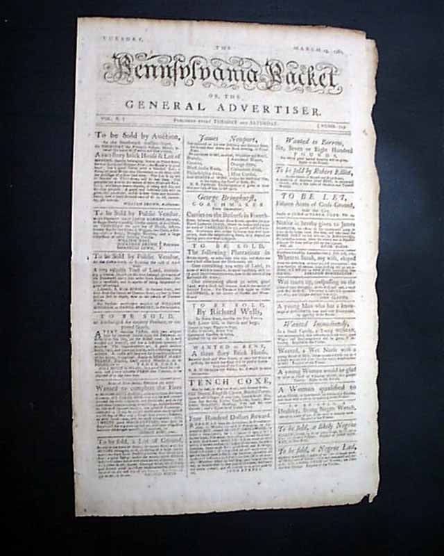 AMERICAN REVOLUTIONARY WAR Benedict Arnold John Andre Cowpens SC 1781 Newspaper