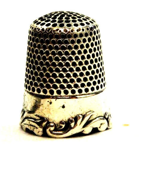 Antique Scroll Border Sterling Silver Size 7 Thimble