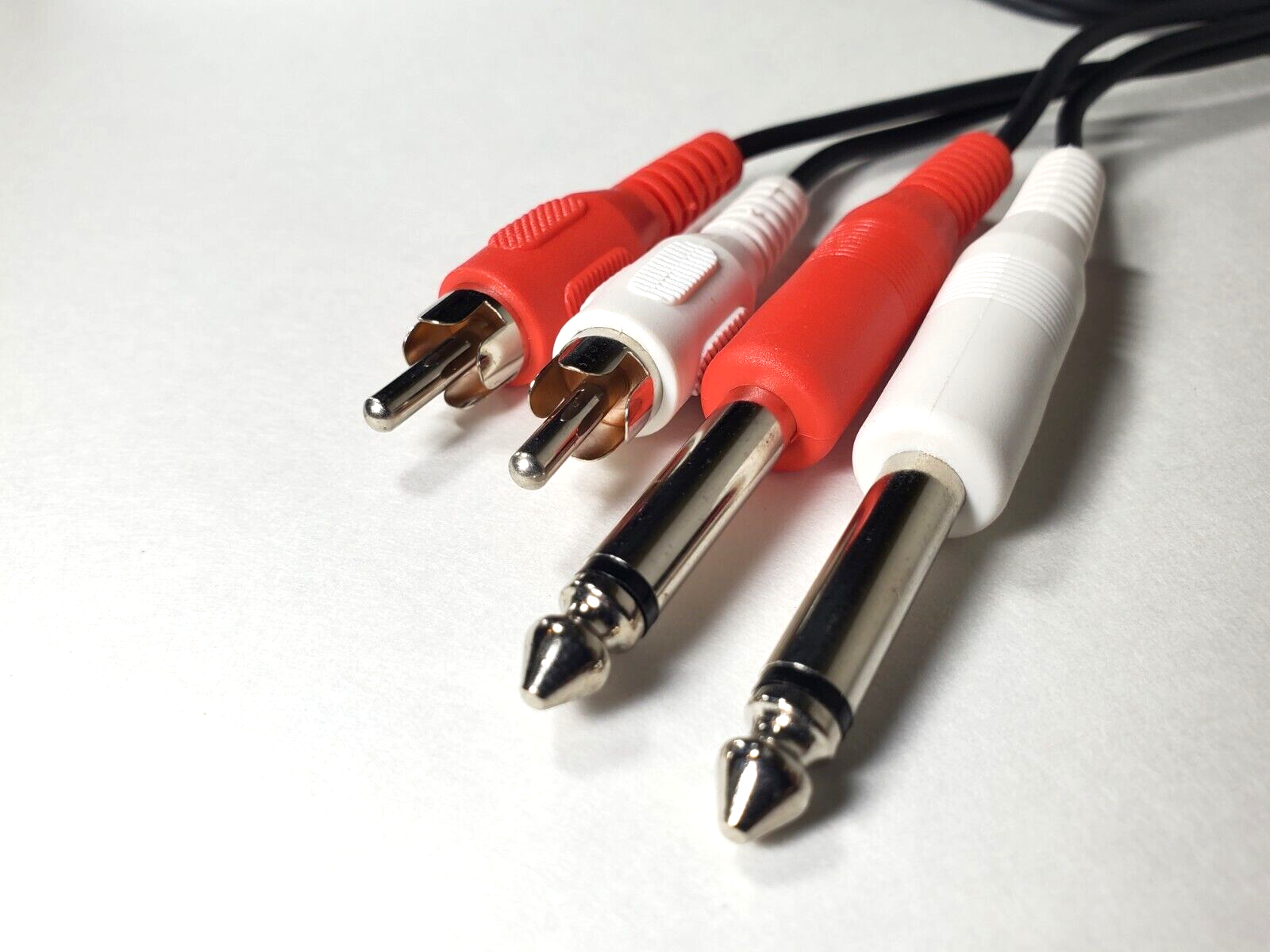 6ft Dual 1/4" (6.35mm) TS Mono Male Plug to 2-RCA Male Plug Audio Cable