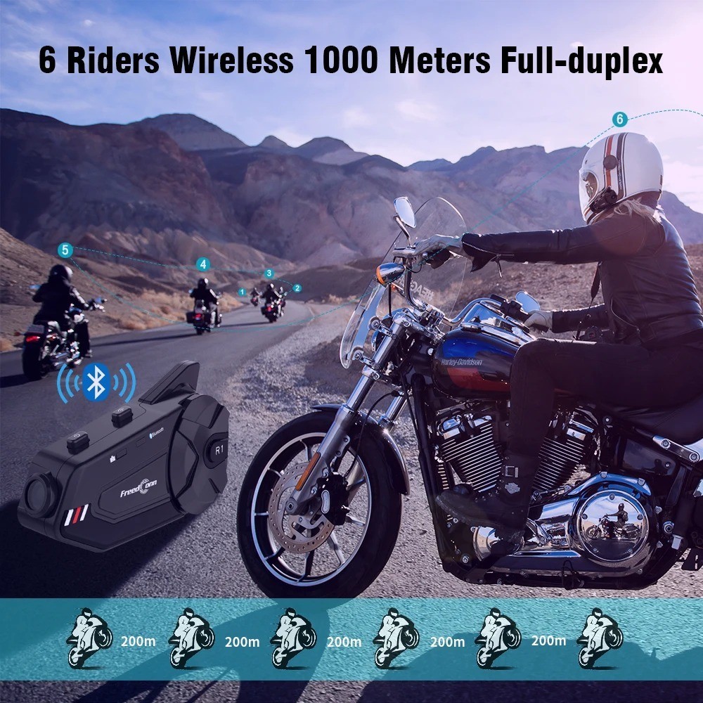 Freedconn R1 Plus Motorcycle Intercom Dash Cam 1080P Bluetooth Headset