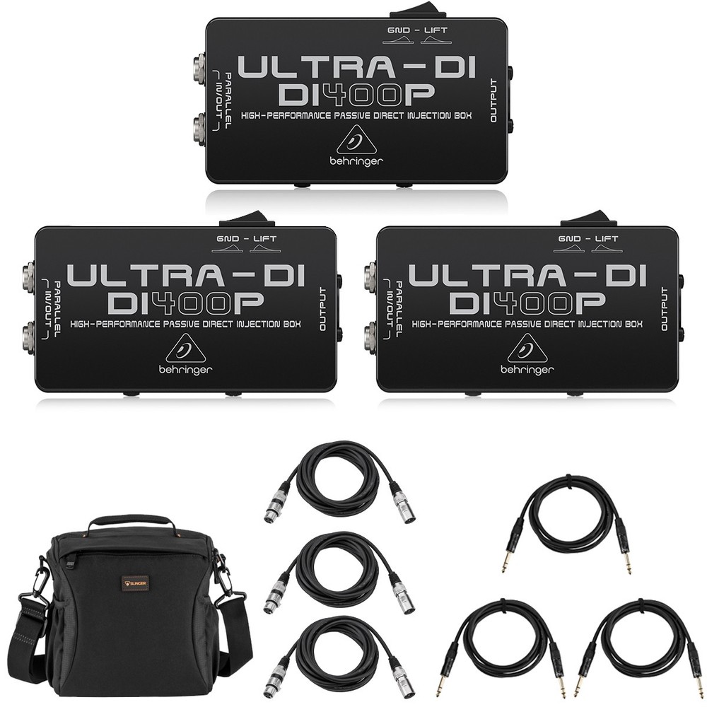 Behringer ULTRA-DI DI400P High-Performance Passive Direct Injection Box, 3-Pack,