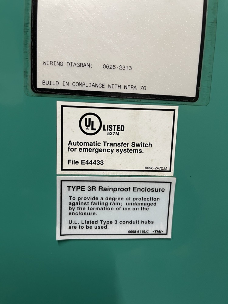 800 Amp Cummins Automatic Transfer Switch - 480v 3 Phase - Nema 3R